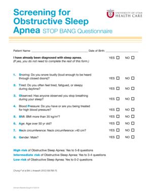 sleep apnea questionnaire nhs